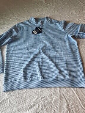 Men's Patterned Light Blue Zip-Up Sweater